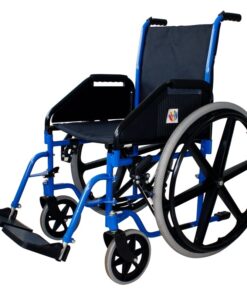 Affordable, foldable, fixed, steel frame entry level wheelchair for general use