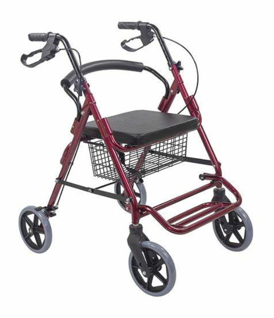 4 Wheel Rollator with Seat and Foot Support